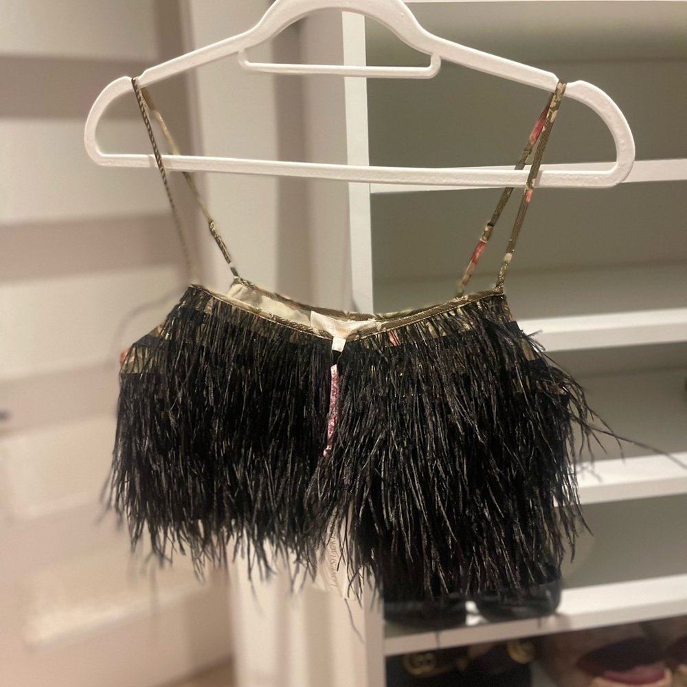 LoveShackFancy ostrich feathered cami